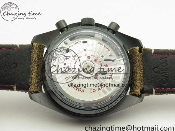 0118 SmoothTexture Speedmaster “Dark Side of The Moon” Real Ceramic OMF 1:1 Best Edition Vintage Black on Brown Leather Strap A 7975